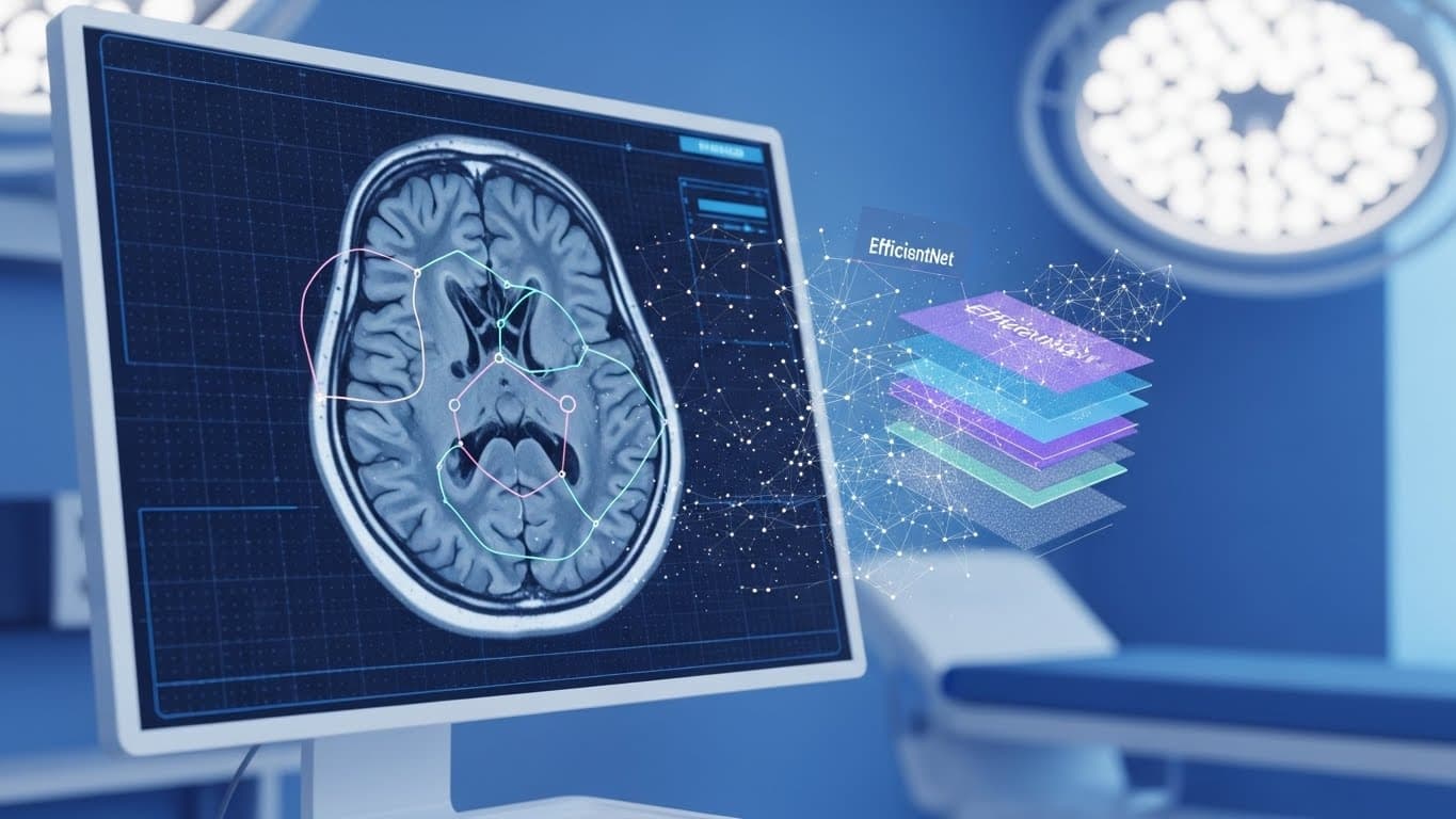 Brain MRI scan slices with highlighted regions.