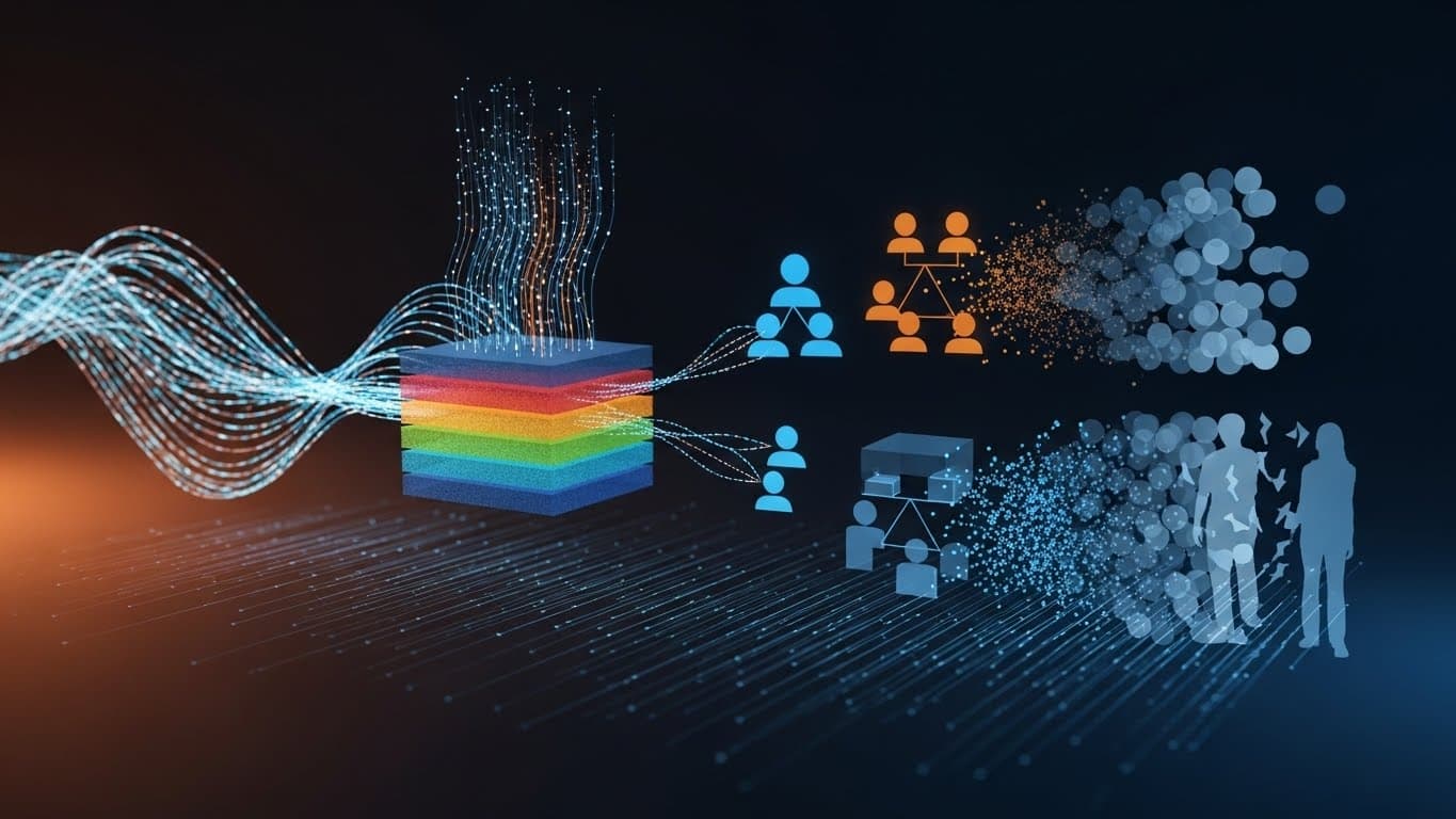 Analytics dashboard on a laptop showing customer metrics.